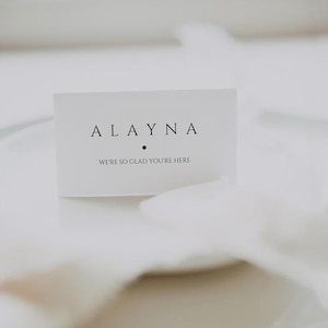 Printed Tent Place Cards Rectangle Minimalist , Wedding or Bridal shower name card, Bridal Shower Place Cards | Modern Rectangle Place card