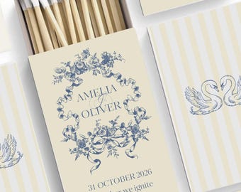 Matchbox Sticker Canva Template, Whimsical Illustrated Custom Matchbox Label Favors Template, Match Box Sticker Template