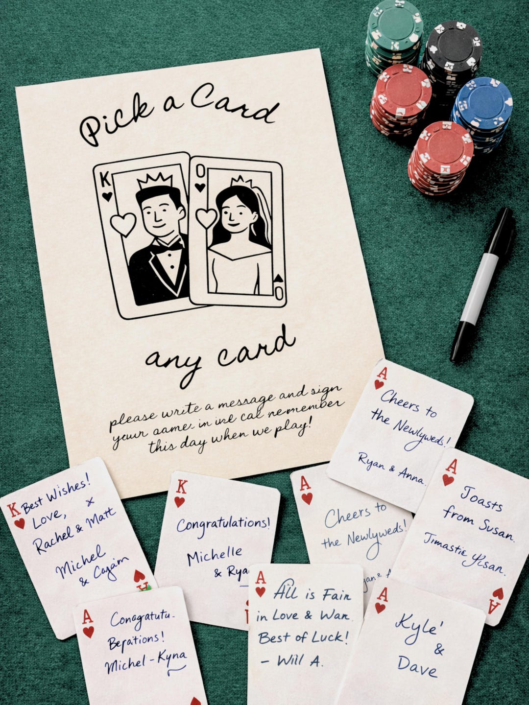 Pick a Card Any Card Sign – Wedding Card Guestbook Sign, Playing Card ...