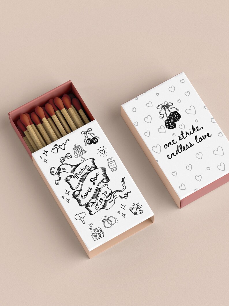 Matchbox Sticker Canva Template, Whimsical Illustrated Custom Matchbox ...