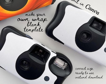 Blanko Kodak Einweg-Kamera-Abdeckung Wrap Aufkleber Vorlage, Design Ihrer eigenen, Kodak FunSaver Kamera, Canva Vorlage Richtige Größe bereit zu verwenden