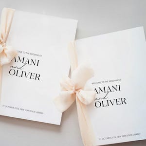 Minimalist Wedding Program Template, Modern Order of Service, Catholic Ceremony, INSTANT DOWNLOAD, 100% Editable Canva Template