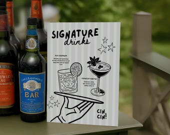 Hand Drawn Cocktail Icon SVG PNG, Wedding Bar Menu Clipart, Classic ...