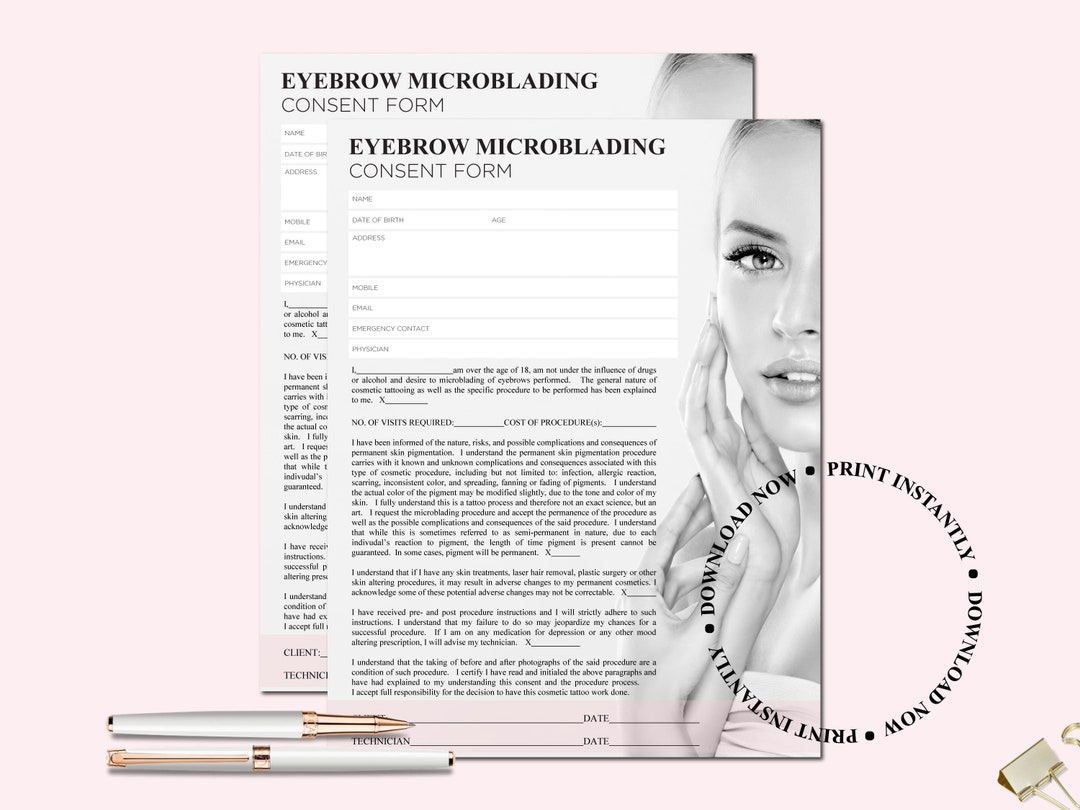 Eyebrow Microblading Consent Form, Esthetician, Beauty Therapist ...