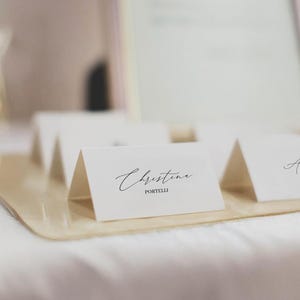 Printed Tent Place Cards Rectangle Minimalist , Wedding or Bridal shower name card, Bridal Shower Place Cards | Modern Rectangle Place card