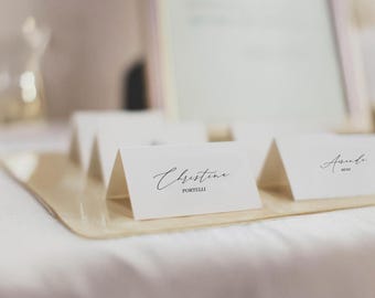 Printed Tent Place Cards Rectangle Minimalist , Wedding or Bridal shower name card, Bridal Shower Place Cards | Modern Rectangle Place card