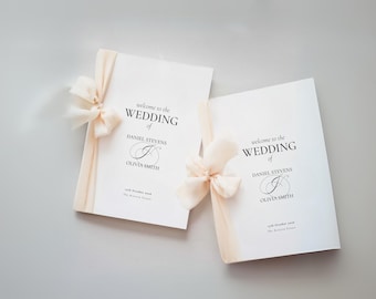 結婚式プログラムテンプレート、モダンな式次第、カトリック式典、即時ダウンロード、100%編集可能なCanvaテンプレート