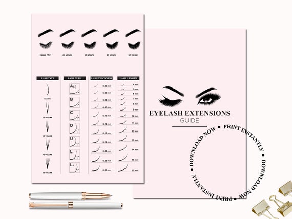 Eyelash Extensions Guide Chart Lash Extensions Client | Etsy