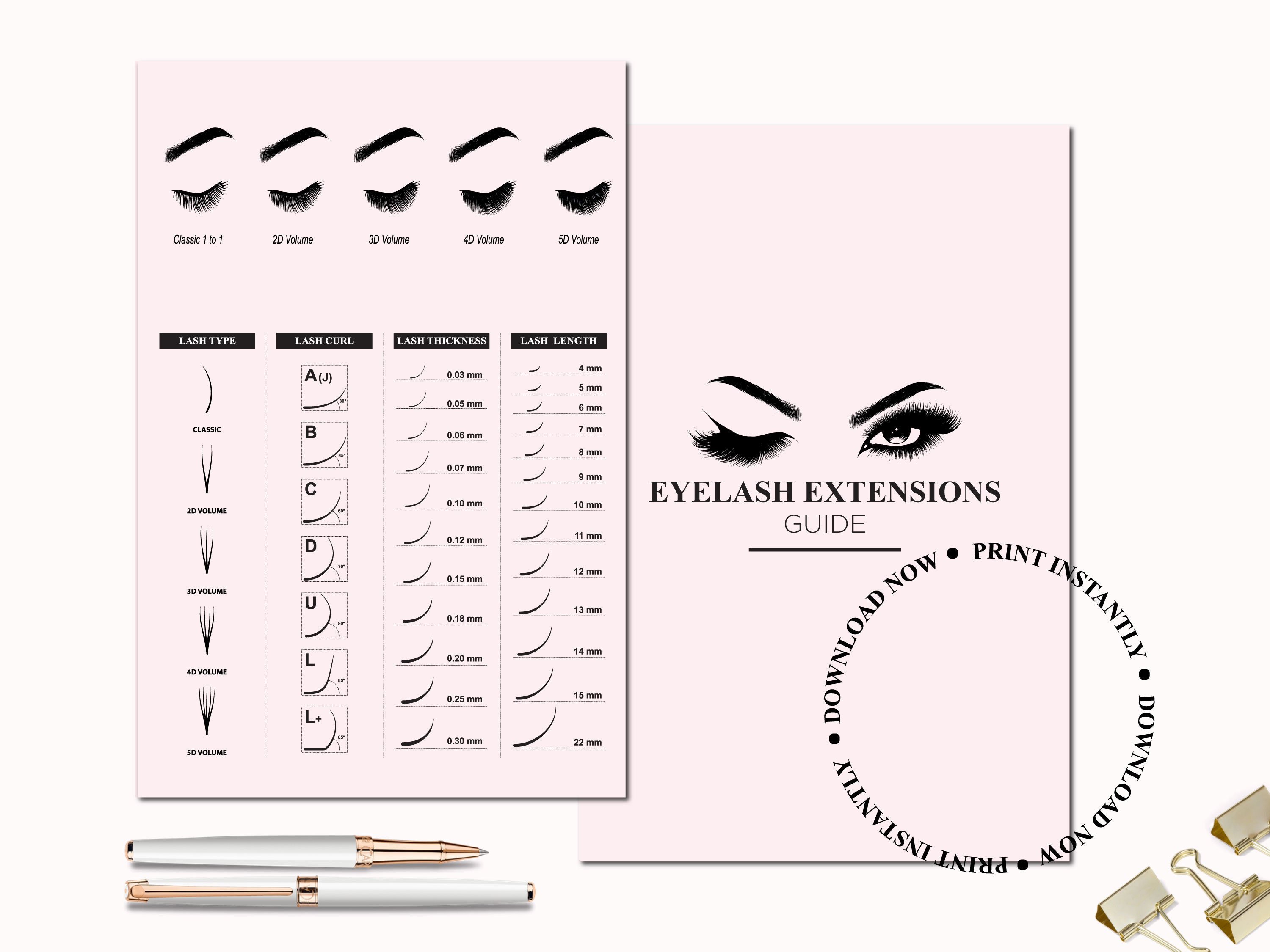 Eyelash Extensions Guide Chart Lash Extensions Client Etsy