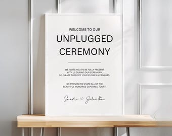 Unplugged Ceremony Sign, Unplugged Wedding Sign, Wedding Welcome Sign, Unplugged Ceremony Wedding INSTANT DOWNLOAD, Editable Canva Template