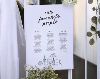 Seating Chart Sign, Whimsical Entrance Sign, Printed Wedding Sign, Engagement Sign, Personalised I Printed and Delivered