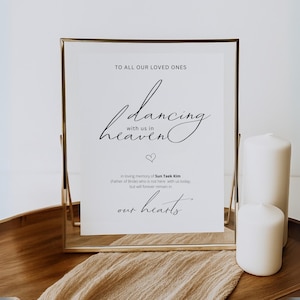 Minimalist In Loving Memory Sign, Wedding Memorial Table,Till we meet again in Dancing Heaven,INSTANT DOWNLOAD, 100% Editable Canva Template