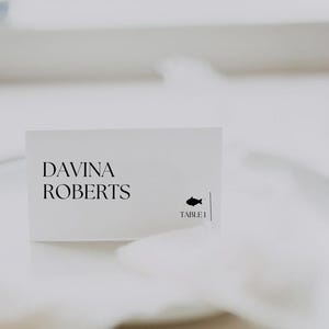 Printed Tent Place Cards Rectangle Minimalist , Wedding or Bridal shower name card, Bridal Shower Place Cards | Modern Rectangle Place card