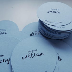Printed Circle place cards, Whimsical wedding baptism bridal shower place card, place cards, name cards, with customised guest names