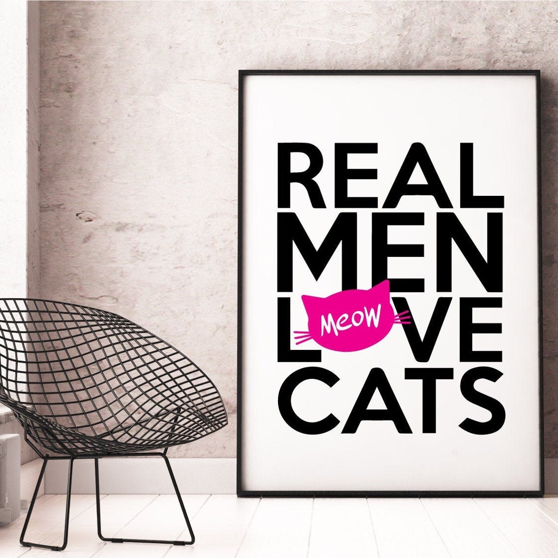 Real Men Love Cats Cat Lover for Him Wall Art Printable Etsy España