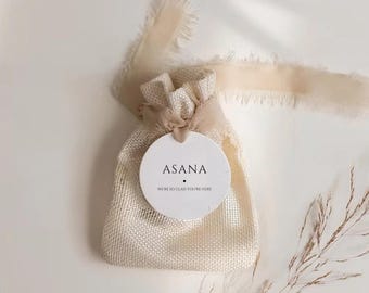 Personalised Round Gift Tags – 60×60 mm Printed with Hole | Custom Name Tags for Favours, Place Settings & Celebration Gifts