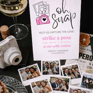Photo Booth Sign , Photo Party Sign - Guest Book Graduation Picture Table Sign, Wedding Photo Booth Sign, Selfie Station Sign Canva Template