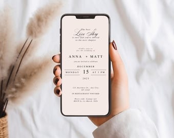 Electronic Wedding Reception Invitation Canva Template, Modern Evite, Digital Wedding Ceremony Reception Invite, Wedding Announcement