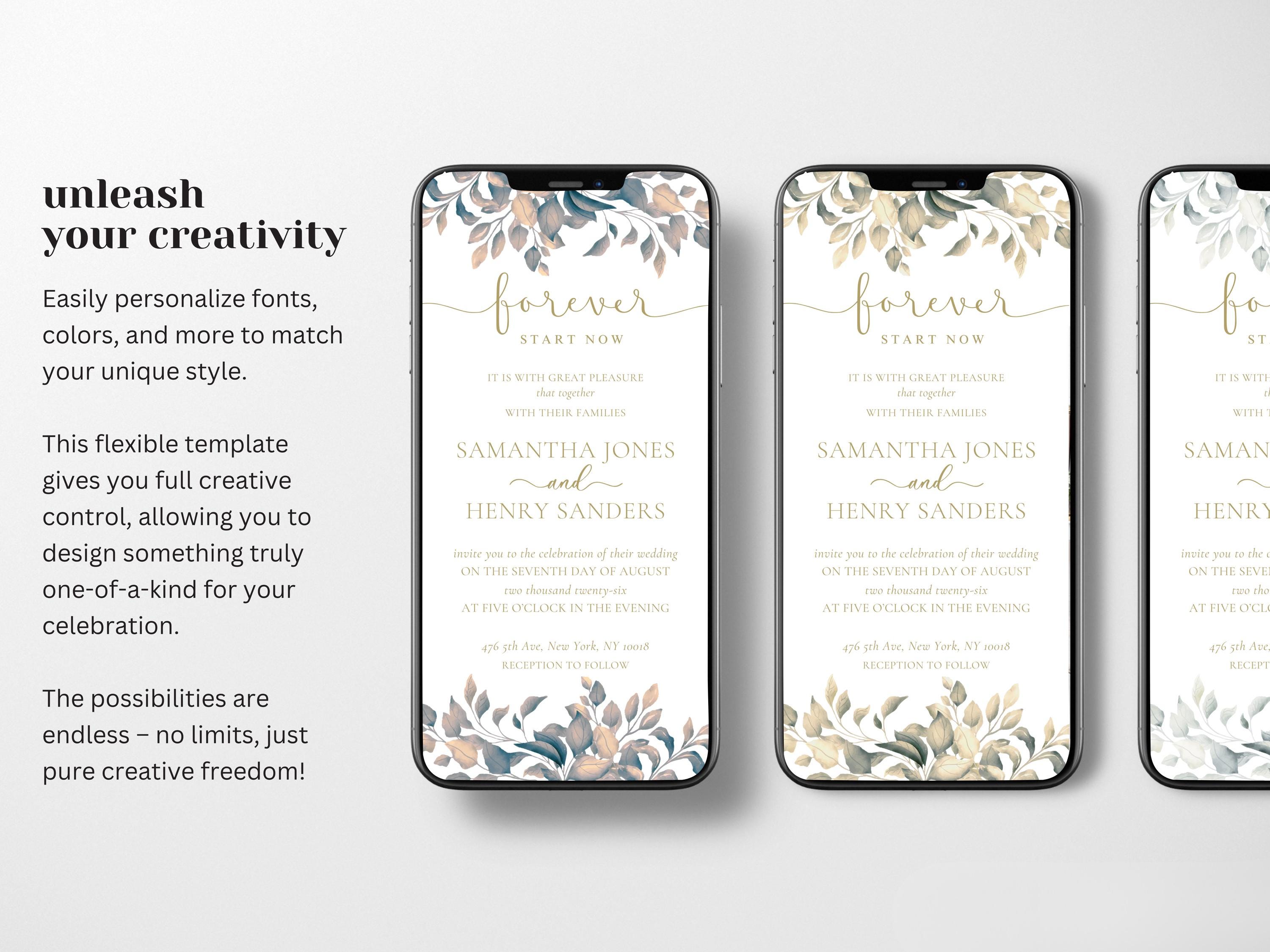 Electronic Wedding Reception Invitation Canva Template, Modern Evite ...