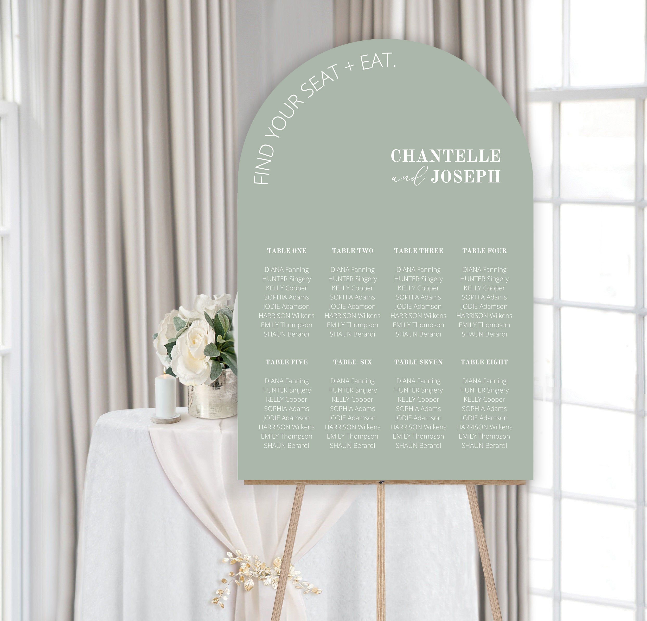 Arch Seating Chart Printed Minimalist PERSONALISED AND - Etsy Australia