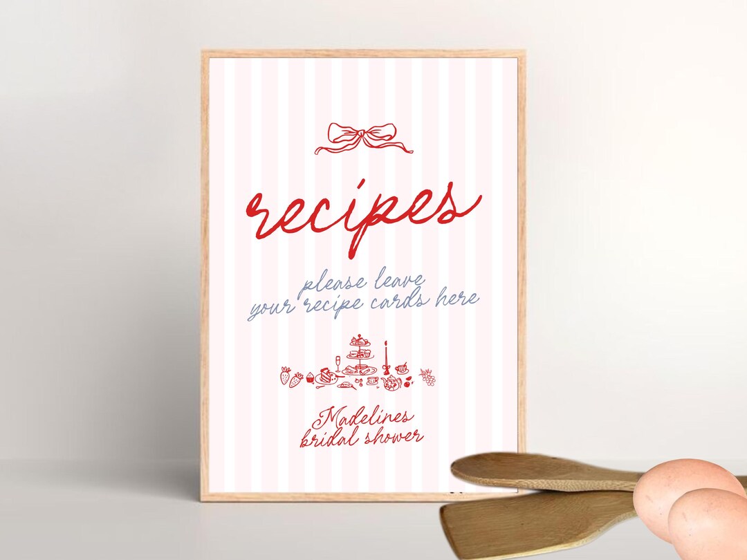 Recipe Card Sign, Leave Your Recipe Cards Here, Minimalist Bridal ...