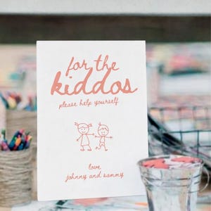 For the Kiddos Sign Template, Kids Wedding Activities Table Sign,Wedding Kids Activity, Wedding Kids Games, Kids Activity Box Canva Template