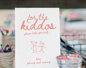 For the Kiddos Sign Template, Kids Wedding Activities Table Sign,Wedding Kids Activity, Wedding Kids Games, Kids Activity Box Canva Template