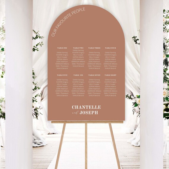 Arch Seating Chart Printed Minimalist PERSONALISED AND - Etsy Australia