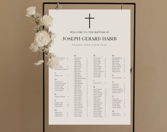 Printed Seating Chart Sign, Entrance Sign, Religious Christening Baptism Seating Chart, Personalised I Printed and Delivered