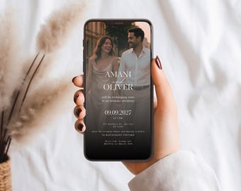 Electronic Wedding Reception Invitation Canva Template, Modern Evite, Digital Wedding Ceremony Reception Invite, Wedding Announcement