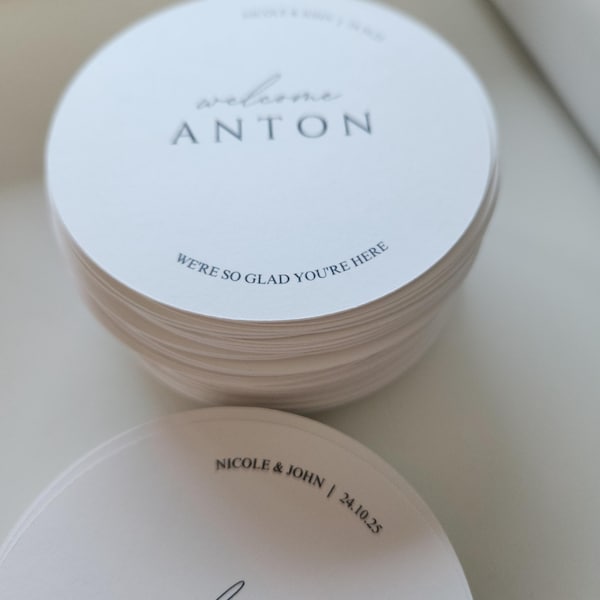 Wedding place cards, Circular placecards, wedding baptism bridal shower place card, place cards, name cards, guest names