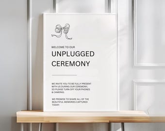 Unplugged Ceremony Sign, Unplugged Wedding Sign, Wedding Welcome Sign, Unplugged Ceremony Wedding INSTANT DOWNLOAD, Editable Canva Template