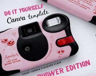 Copertura per fotocamera usa e getta Kodak: modello di etichetta, crea la tua copertura per fotocamera, modello FunSaver CON FLASH, modifica fotocamera a pellicola in CANVA