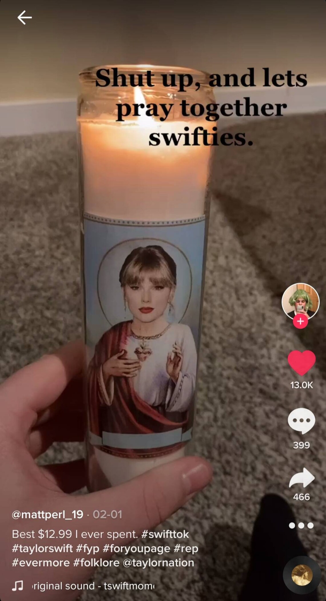 Taylor Swift Prayer Candle Etsy