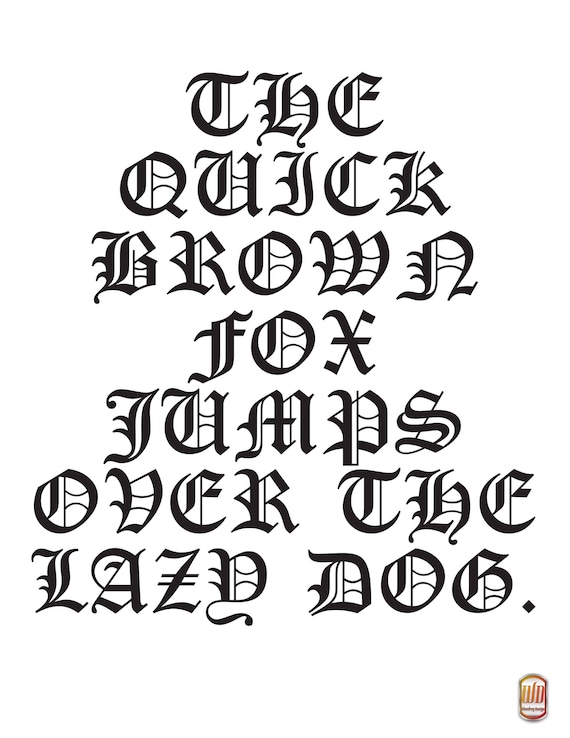 Printable UPPERCASE Old English Calligraphy Worksheets 
