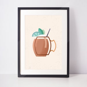 Moscow Mule - Cocktail Art Print - Bar Decor - College Student Gift