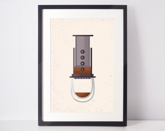 Coffee Poster - AeroPress - Coffee Decor - Coffee Art - College Student Gift - Gifts for Coffee Lovers