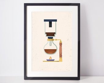 Coffee Poster - Siphon - Coffee Decor - Coffee Art - College Student Gift - Gifts for Coffee Lovers