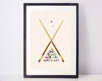 Billiards Wall Art - Poker Room Decor - Pool Room Decor - College Student Gift