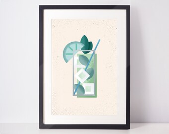 Mojito - Cocktail Art Print - Bar Decor - College Student Gift