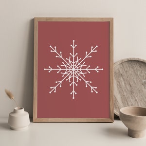 Modern Christmas Poster with Snowflake - Holiday Posters - Christmas Art - Holiday Art - Christmas Wall Art - Winter Art - Holiday Gift
