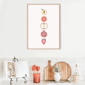 Keuken Fruit Print - Keukenkunst - Assortiment Fruit - Voedselkunst - Keukendecor - Keukenposter - Peaches Wall Art - Botanische print