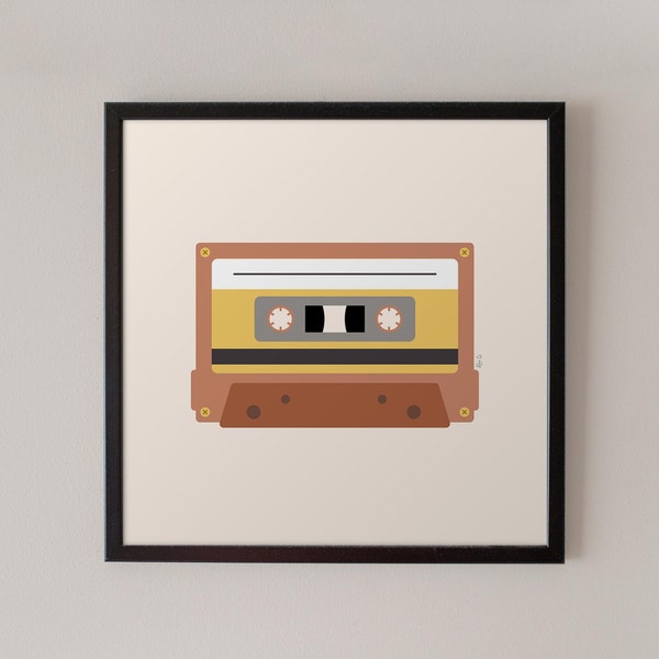 Mid Century Modern Music Decor - Cassette Poster - Recording Studio Art- Music Art Poster - Music Room Decor- Dorm Room Decor