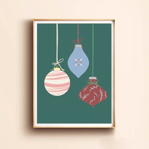 Poster di ornamenti natalizi festivi ritratto - Poster di Natale - Ornamenti dell&#39;albero di Natale Arte - Arte delle vacanze - Arte della parete di Natale - Arte invernale