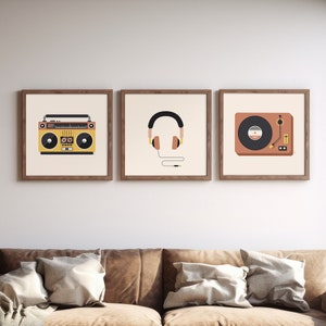 Music Art Set - Music Poster Set - Mid Century Music Decor - College Student Gift - Three Panel Wall Art - Music Decoration Gallery