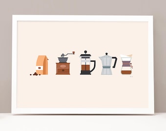 Modern Coffee Art - Coffee Poster - Coffee Decor - Coffee Print - College Student Gift - Kitchen Decor