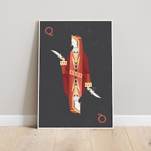 Red Queen Playing Card Art - Poker Room Decor - Roommate Gift - College Student Gift