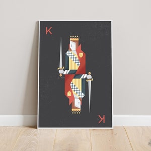 Red King Playing Card Art - Poker Room Decor - Roommate Gift - College Student Gift