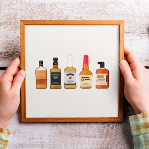 Bourbon Poster - Modern Bar Decor - Bourbon Art - College Dorm Decor - College Student Gift