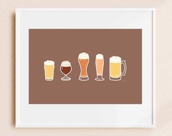 Beer Art - Beer Poster - Bar Decor - College Student Gift - Gift for Beer Lovers - Bar Decoration